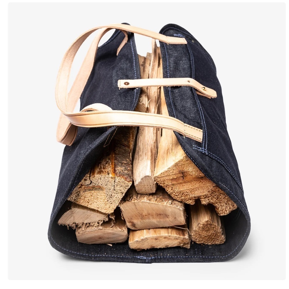 NWT Mi Cocina Cone Denim Logo Bag w/Leather Handles